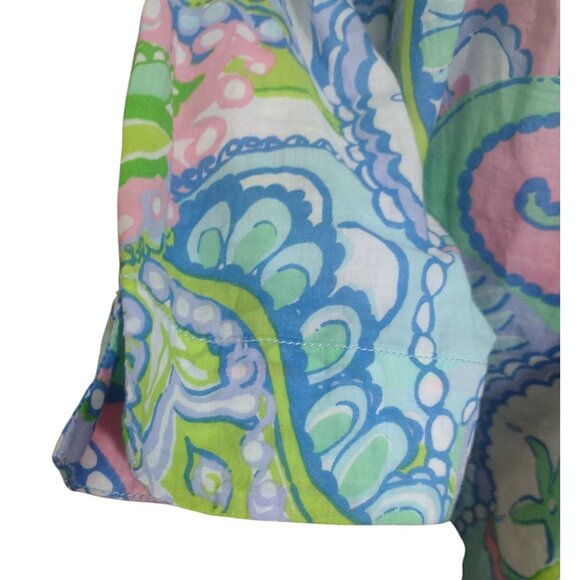 Lilly Pulitzer Amelia Island Paisley Tunic Top L 3/4 Conch Republic Coastal Fish - Picture 3 of 8